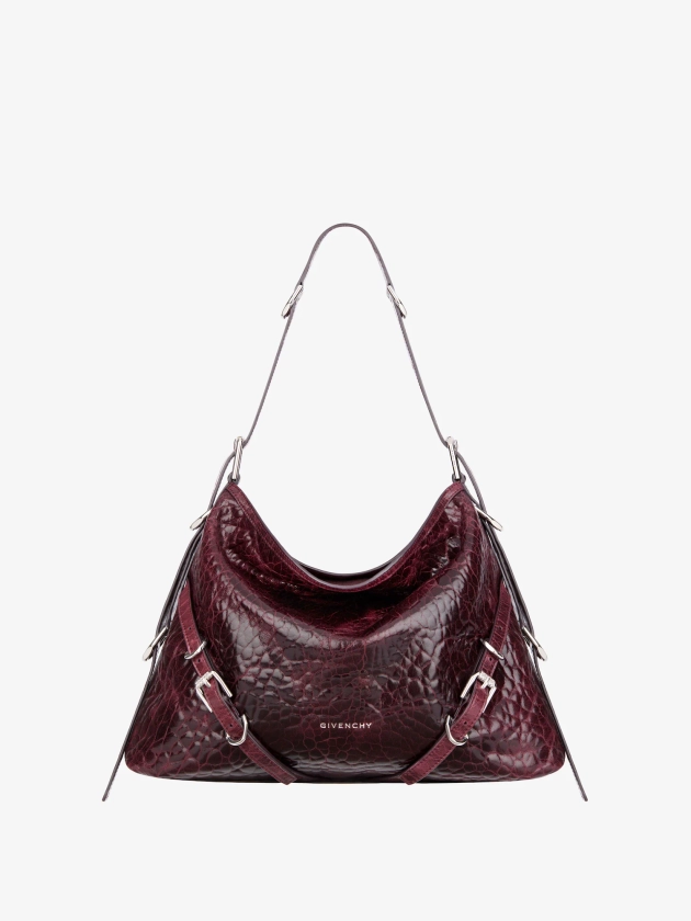 Sac Voyou medium en cuir vernis craquelé - rouge oxblood | GIVENCHY FR