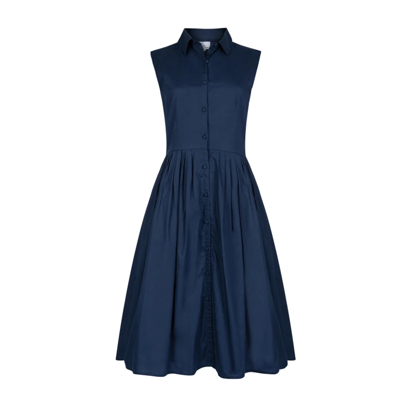 The Organic Cotton Shirt Dress In Navy by Aarabhi London