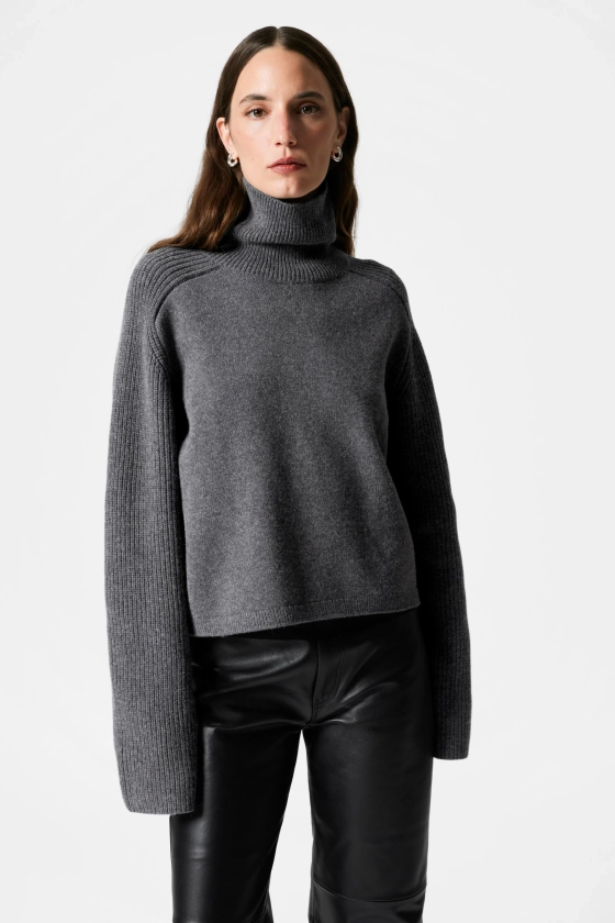 Boxy trui met turtleneck - Bruin - DAMES | H&M NL