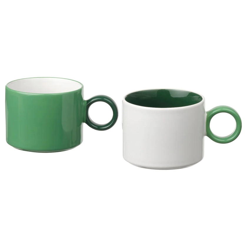 PIGGÅL mug, blanc/vert, 30 cl - IKEA