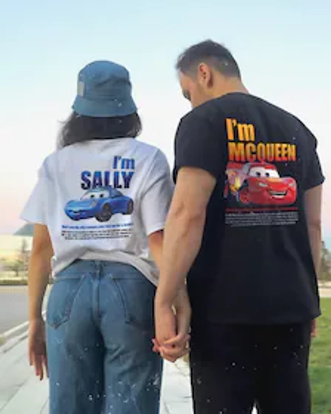 Chemise Cars assortie, T-shirt couple L. Mcqueen et Sally, Kachow L. Mcqueen, chemise Sally Cars Im Lightning, film Lightning