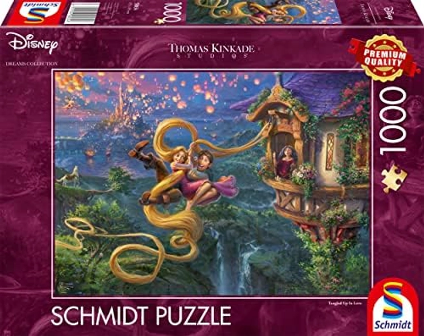 Schmidt Spiele 58034 Thomas Kinkade Disney Raiponce Tangled up in Love Puzzle 1000 pièces : Amazon.com.be: Jouets
