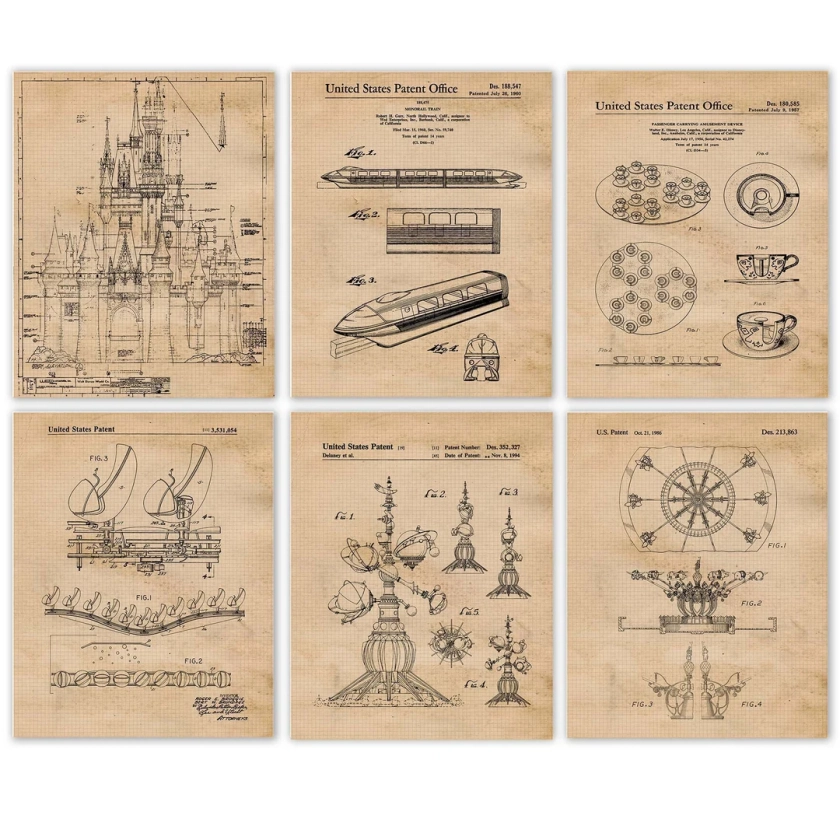 Vintage Theme Amusement Rides 26 Patent Prints, 6 Unframed Photos, Wall Art Decor Gift at Home Walt Disney Office Student Teacher Coach Fan - Etsy