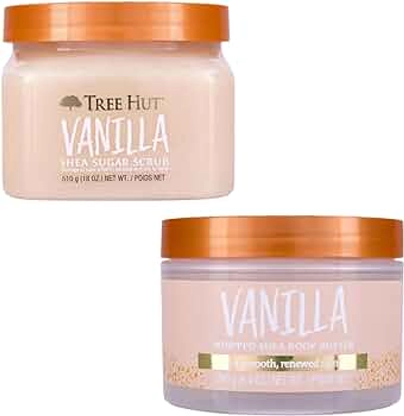 Tree Hut Vanilla Shea Sugar Scrub Bundled With Whipped Body Butter, New Scent Gift Set 2023, 26.4 Ounce beige