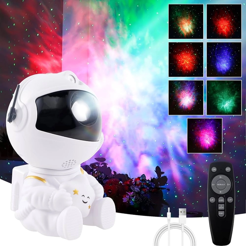 Astronaut Galaxy Projector Starry Night Light Projector, Astronaut Space Warrior Galaxy Night Light with Nebula and Remote Control, 360° Rotating Spaceman Light Projector for Children and Adults