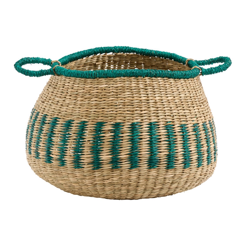 Jade Emerald and Natural Seagrass Belly Basket - World Market