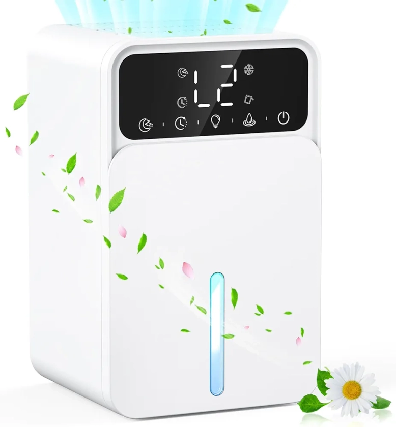 Déshumidificateur d air Electrique 1500 ml, 2 Niveaux & Mode Veille, Deshumidificateur avec Arrêt Automatique, Lumière LED 7 Couleurs, Portable, Ultra Silencieux, pour Chambre Salle de Bain Placard : Amazon.fr: Cuisine et Maison