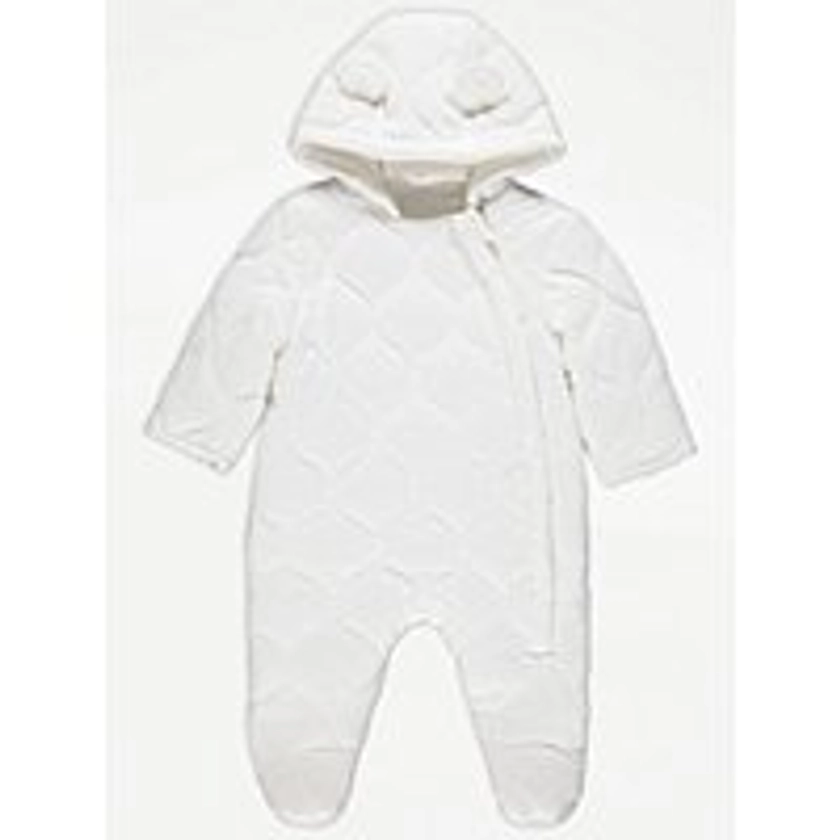 White Quilted Pramsuit
