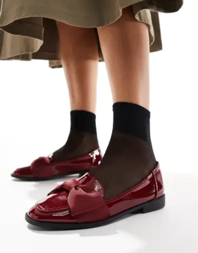 ASOS DESIGN - Mentor - Mocassins plats à détail nœud - Bordeaux verni