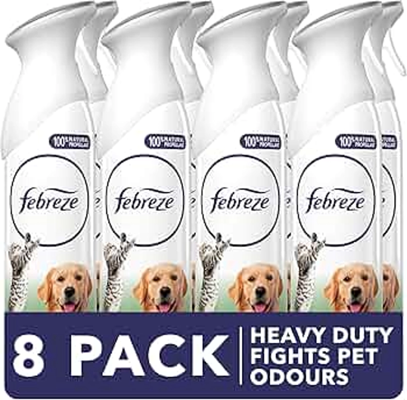 Febreze Air Freshener Spray, 185ML X 8 (1480ML), Pet Odour Eliminator Room Spray, Leaves A Fresh Scent