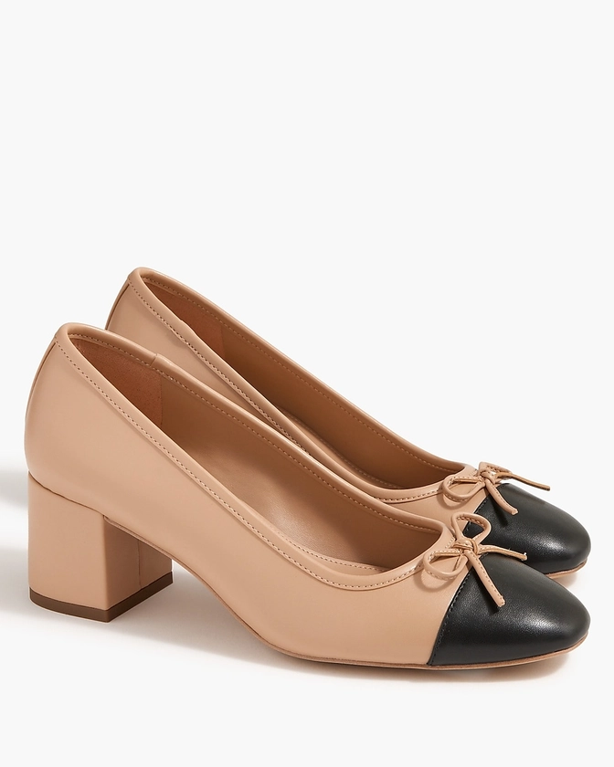 Cap-toe ballet block heels