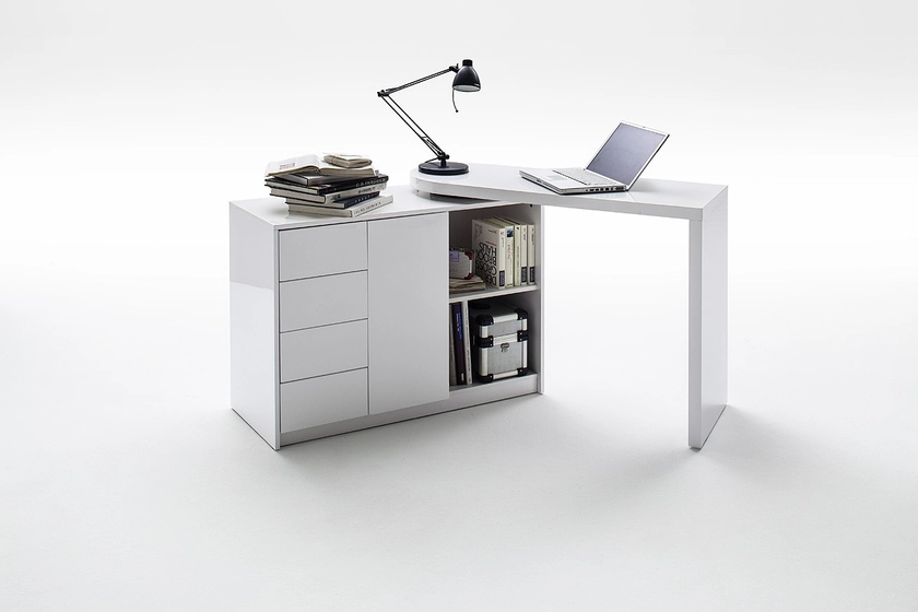 Mark - white lacquered swivel computer desk