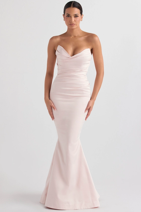 Clothing : Bridal : 'Fleur' Blush Satin Strapless Gown