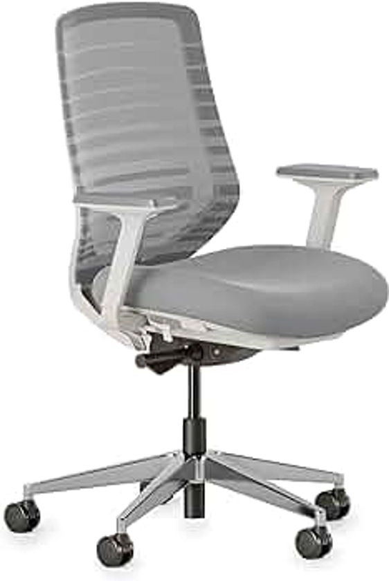 Branch Ergonomic Chair - A Versatile Desk Chair with Adjustable Lumbar Support, Breathable Mesh Backrest, and Smooth Wheels - Experience Optimal Comfort and Support - Pebble - White