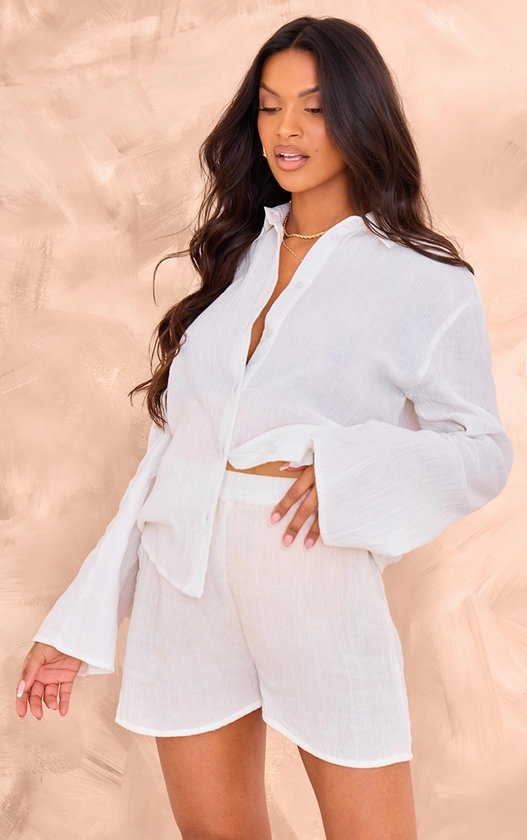 Maternity White Cheesecloth Long Sleeve Shirt