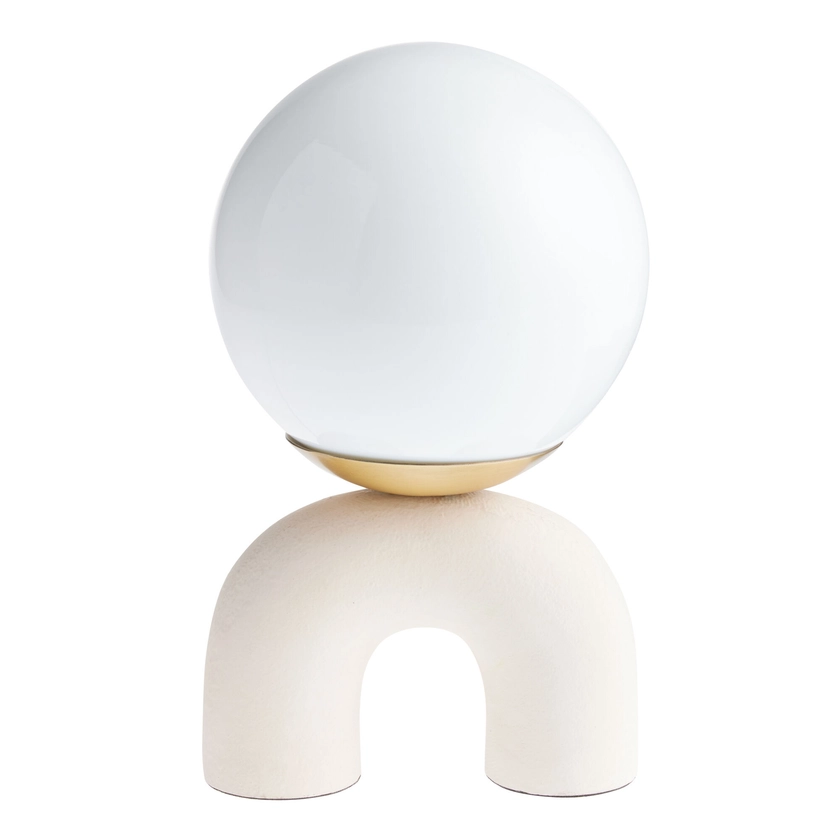 Amari White Opal Glass Globe and Ceramic Arch Table Lamp - World Market