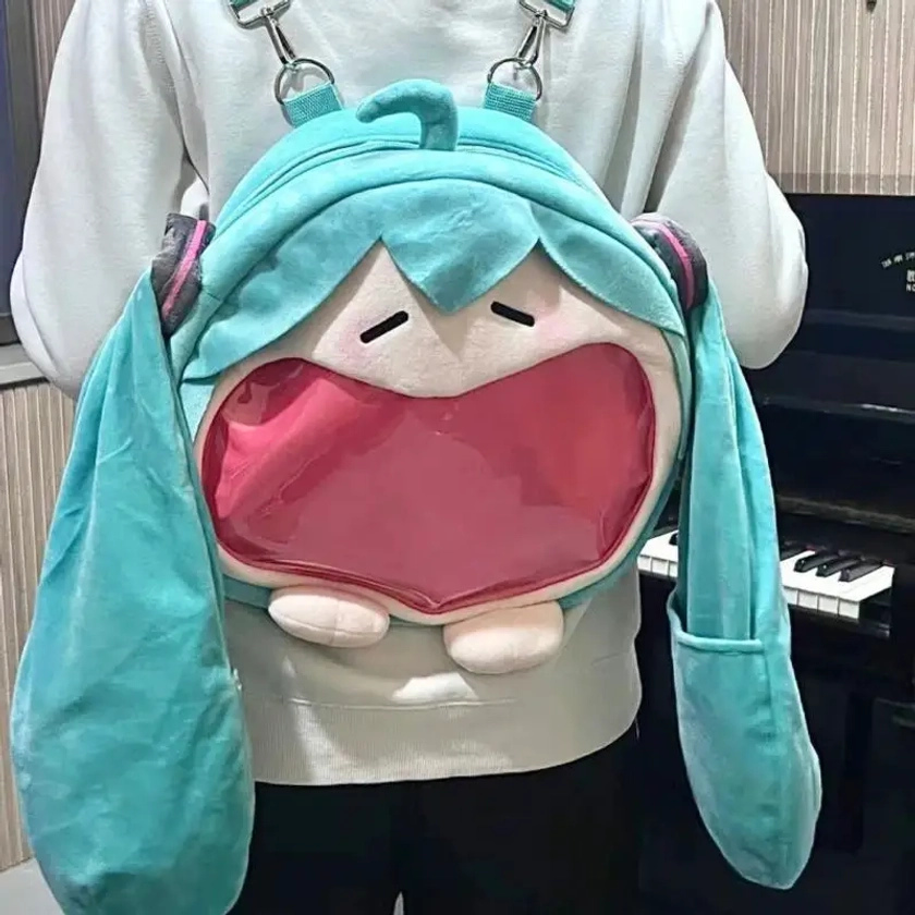 Kawaii Cartoon Hatsune Miku Backpack Painful Packet Cute Anime Girl Plush Shoulder Bag Knapsack Student Bag Gift Toys