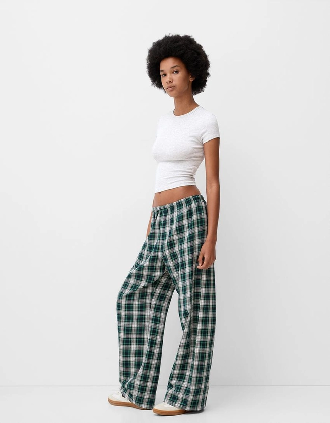 Pantalon straight à carreaux - Femme