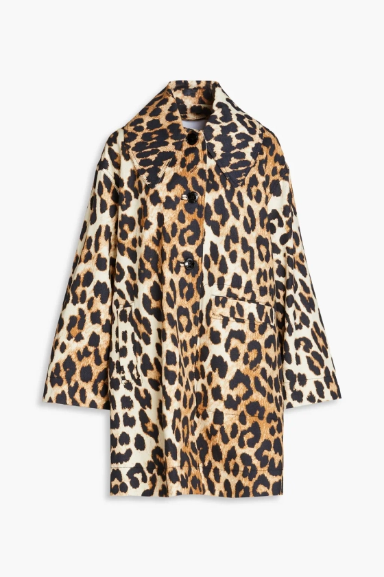GANNI Leopard-print hemp and cotton-blend coat | THE OUTNET