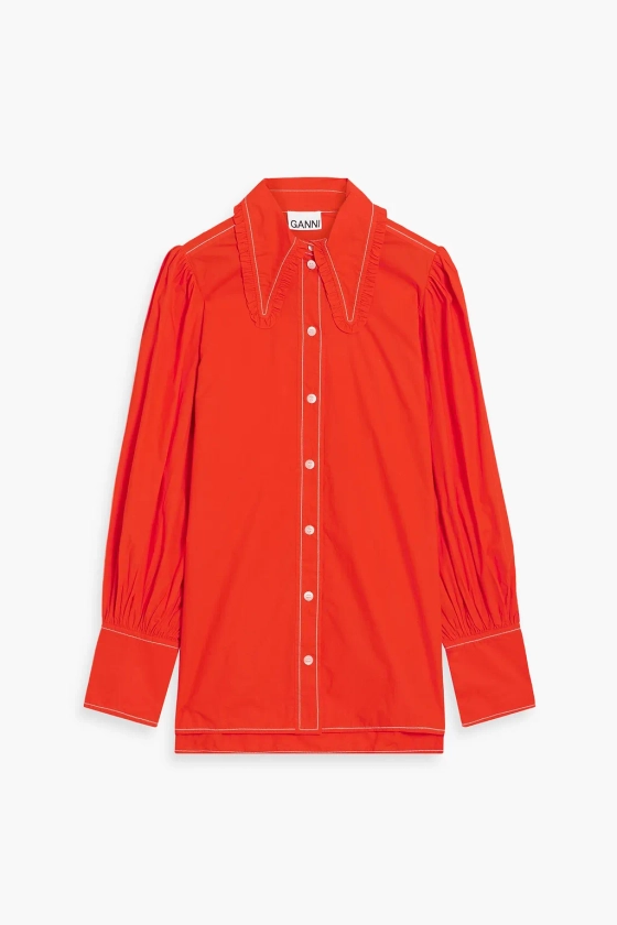 GANNI Ruffle-trimmed cotton-poplin shirt | THE OUTNET