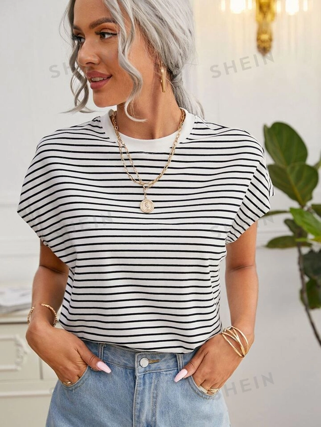 SHEIN Frenchy T-shirt à rayures manches chauve-souris | Mode en ligne | SHEIN FRANCE