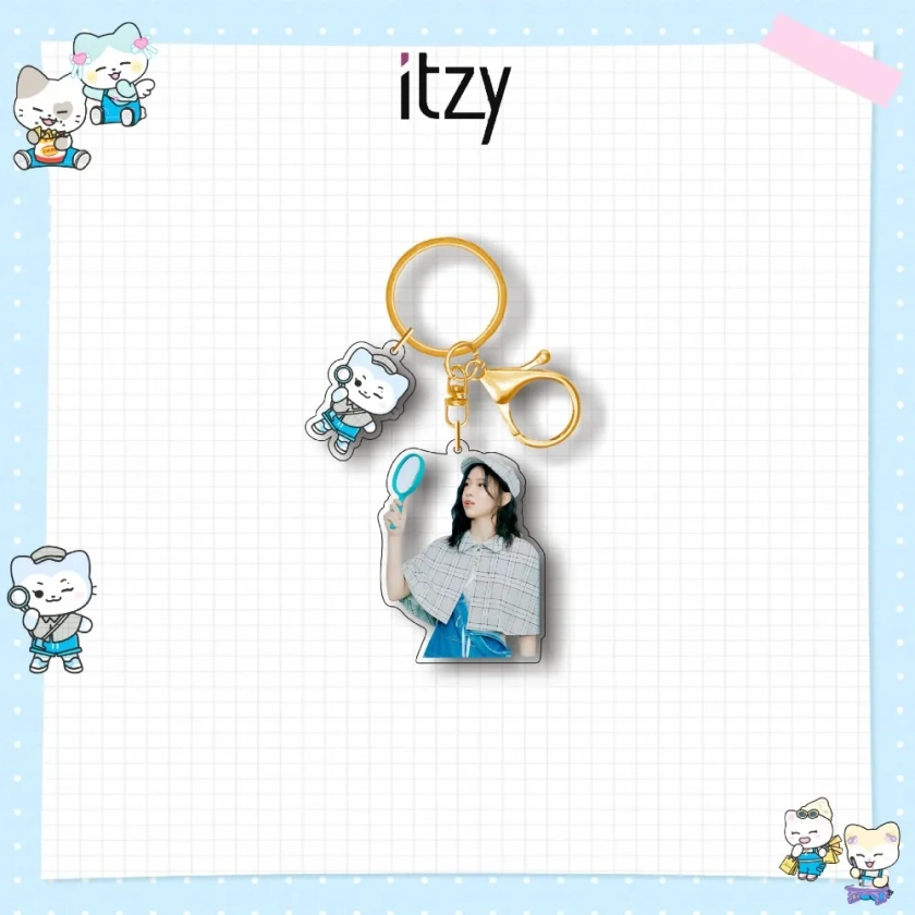 Kpop ITZY Acrylic Keychain Twinzy Cartoon Pendant Yeji Lia Ryujin Chaeryeong Yuna Keyring HD Printing Bag Accessories