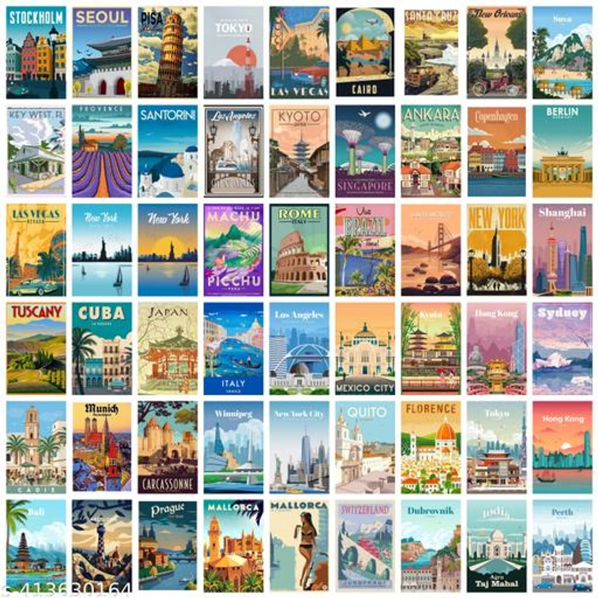 Travel Vol 2 Pack of 54 Aesthetic Wall Collage Kit, Boys & Girl Room Decor