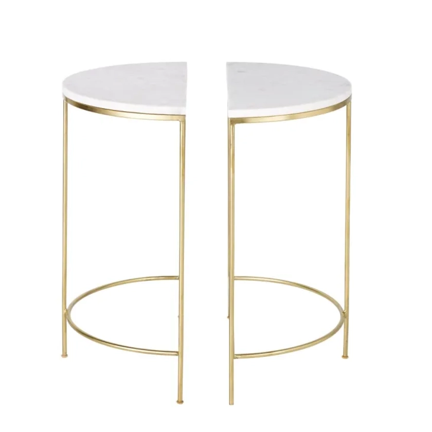 2 tables de chevet en métal doré et marbre blanc Midtown | Maisons du Monde
