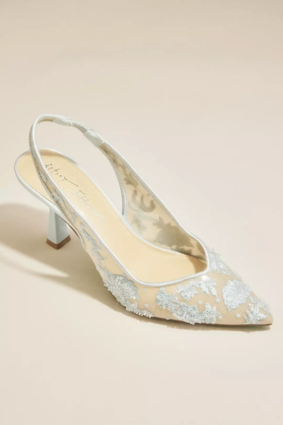 Beaded Embroidered Mesh Slingback Pumps | David's Bridal