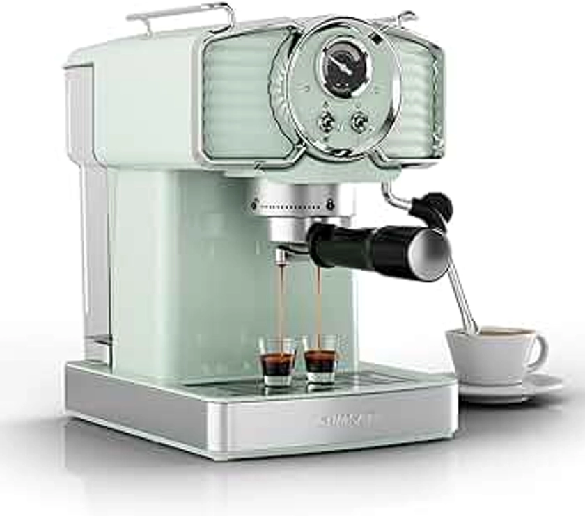 Espresso Coffee Machine 20 Bar, Retro Espresso Maker with Milk Frother Steamer Wand for Cappuccino, Latte, Macchiato, 1.8L Removable Water Tank, ETL Listed, Coffee Spoon, Mint Green