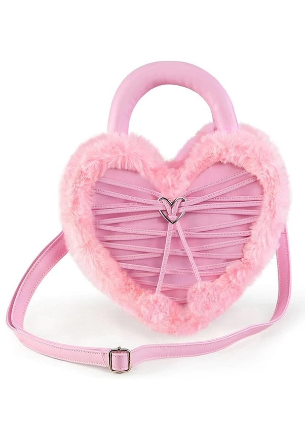 Faux Suede Heart Shaped Handbag