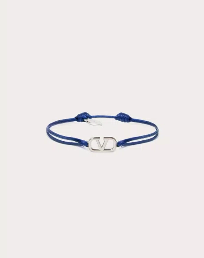 Vlogo Signature Cotton Bracelet for Man in Blue | Valentino US