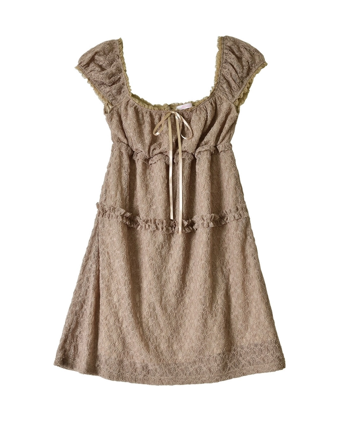 PURE Lace Mini Dress (Mocha)