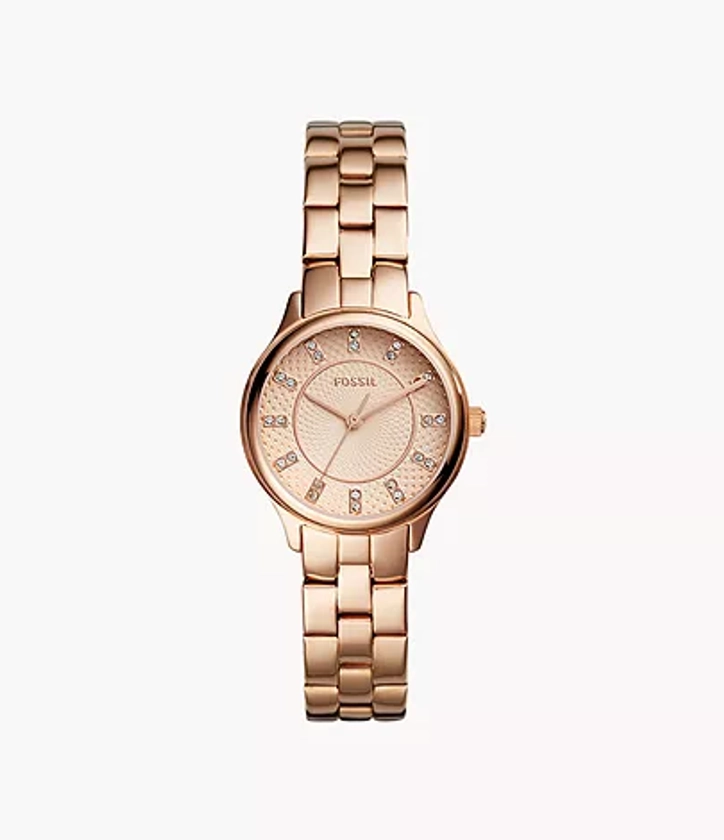 Modern Sophisticate Three-Hand Rose Gold-Tone Stainless Steel Watch