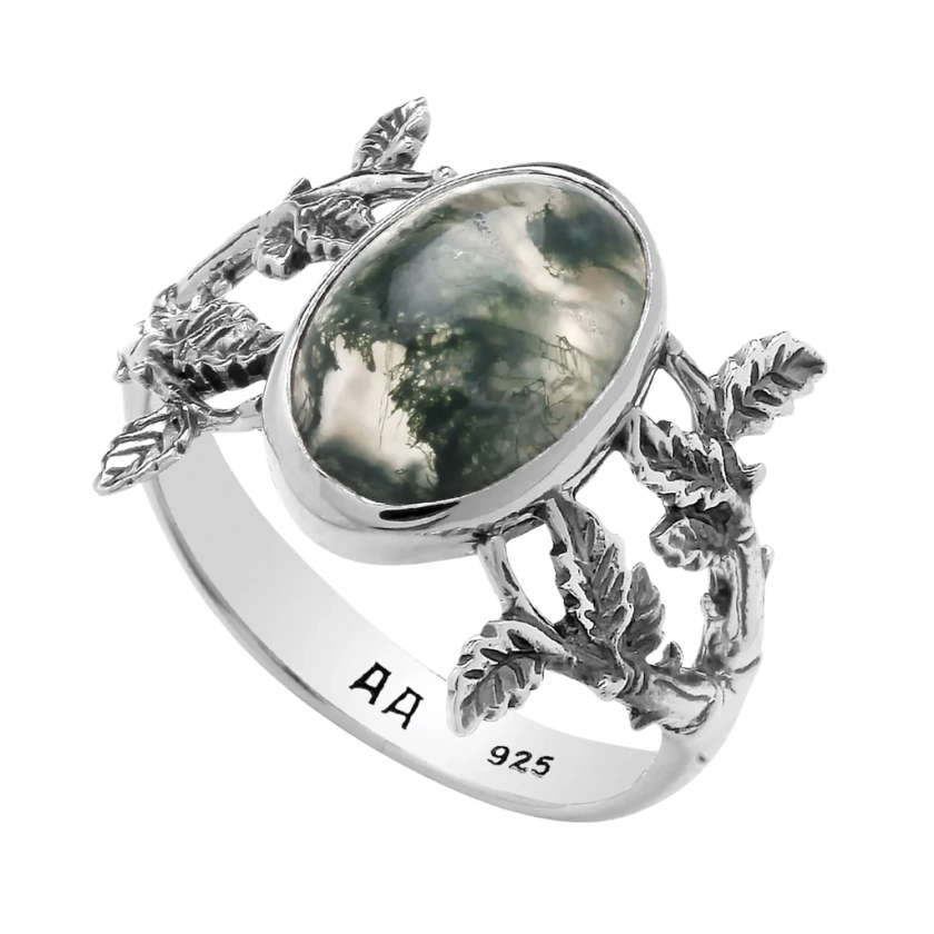 WILD WOODS - Moss Agate & Sterling Silver Ring