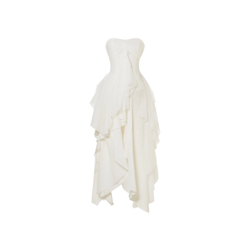 White Layering Bandeau Dress