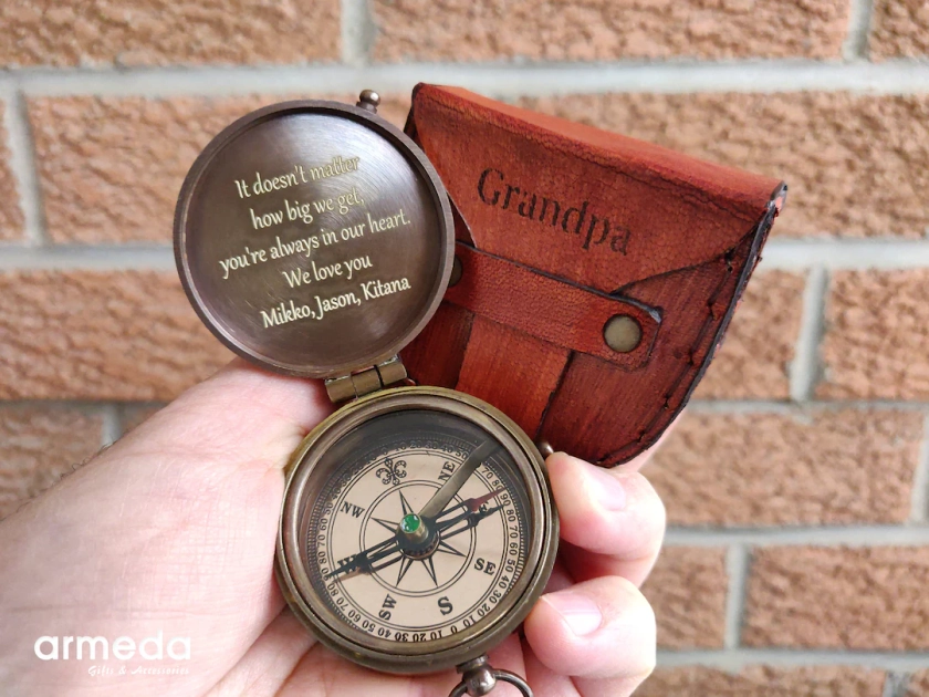 Best Grandpa Gifts Compass, Personalized Gift for Grandpa, Engraved Compass, Gift for Grandparents, Gift for Granddad, Gift for Grandfather