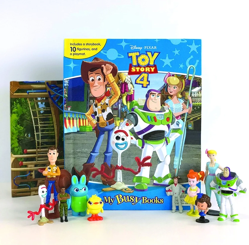Disney Toy Story 4 My Busy Books - Storybook, 10 figurines, playmat