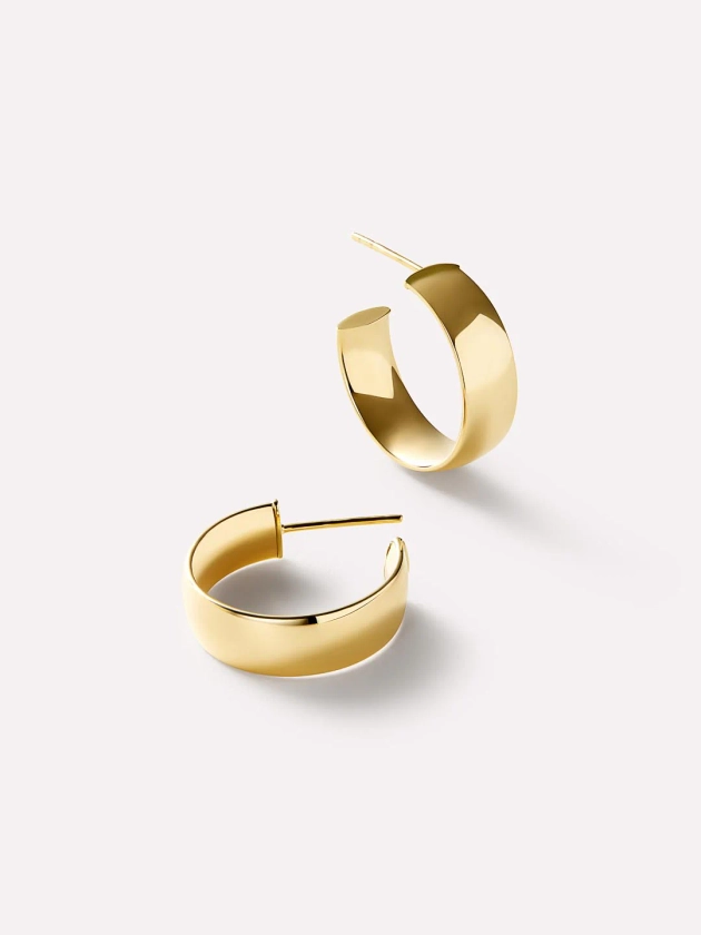 Gold Huggie Hoop Earrings - Gold Bold Hoops Small | Ana Luisa Jewelry