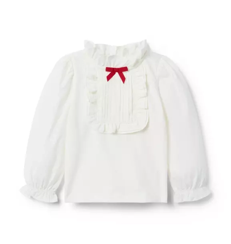 Girl Jet Ivory Pintuck Bow Top by Janie and Jack