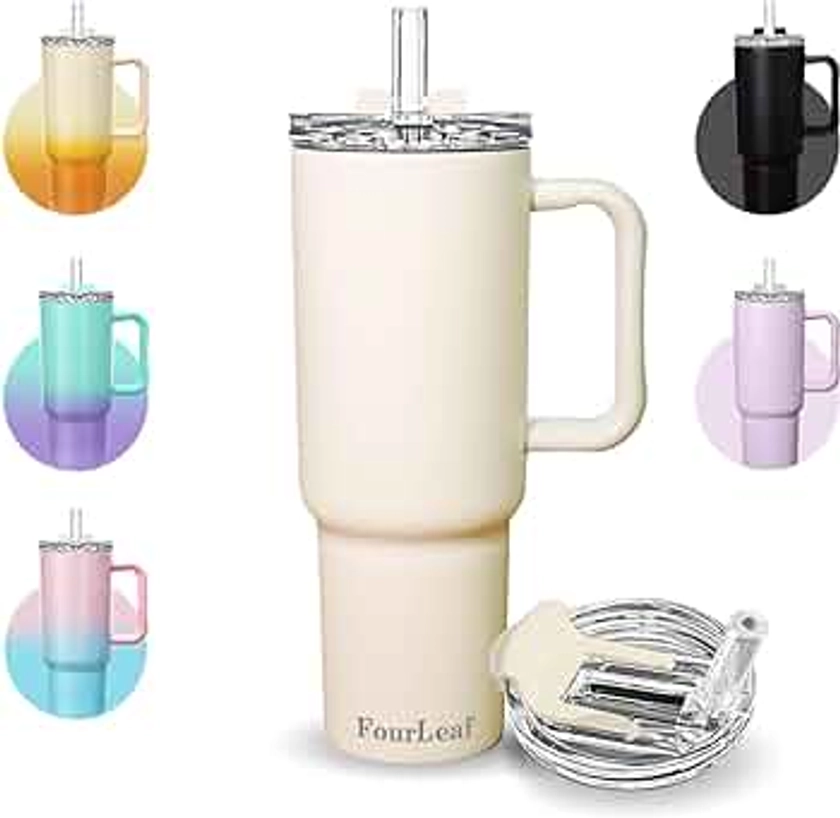 Four Leaf TrustyMate 2.0 – 100% Leak Proof 40 Oz Tumbler with Handle and Built-In Straw Lid – Insulated Leak Proof Stainless Steel Tumbler