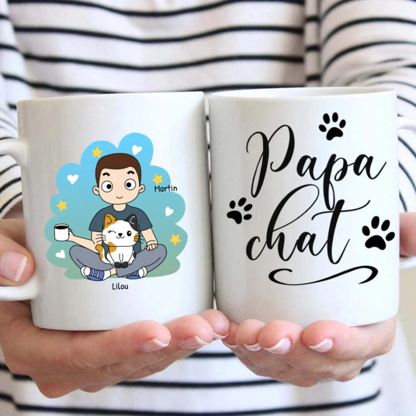 Pet Printed – Papa Chat - Mug personnalisé (Style BD)