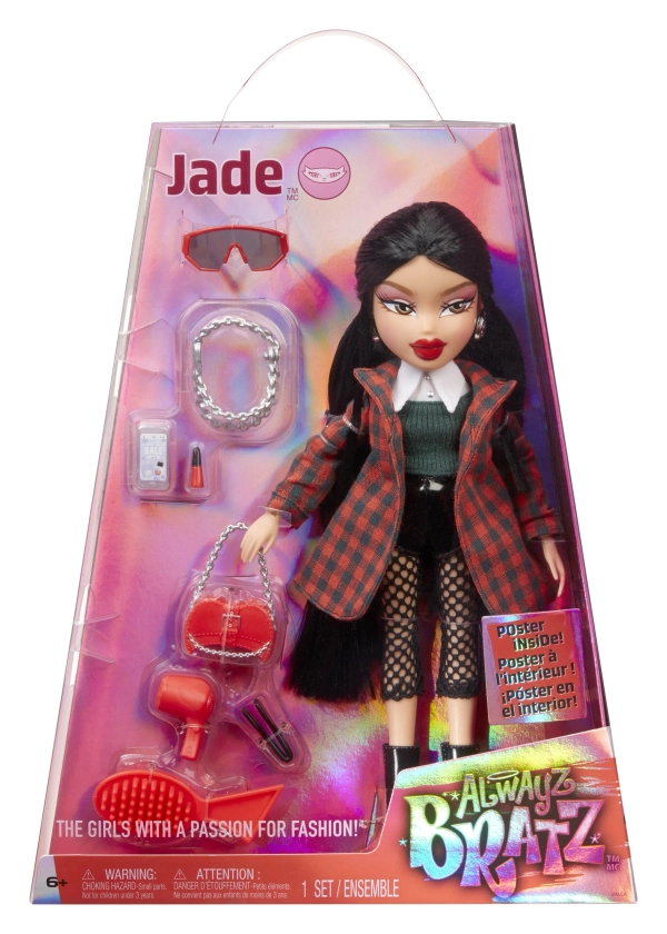 Alwayz Bratz Jade Fashion Doll with 10 Accessories and Poster, Multicolor