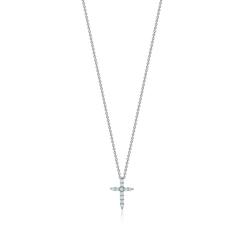 Cross pendant in platinum with diamonds, mini. | Tiffany & Co. US