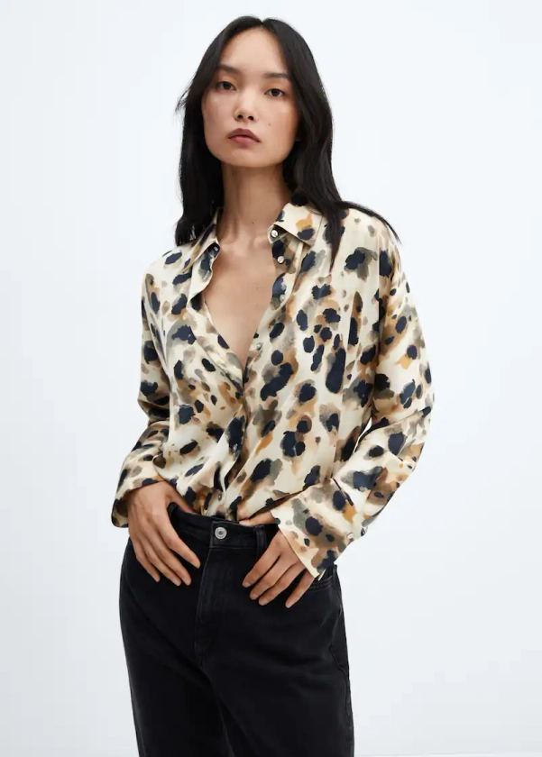 Chemise satinée léopard - Femme | Mango France