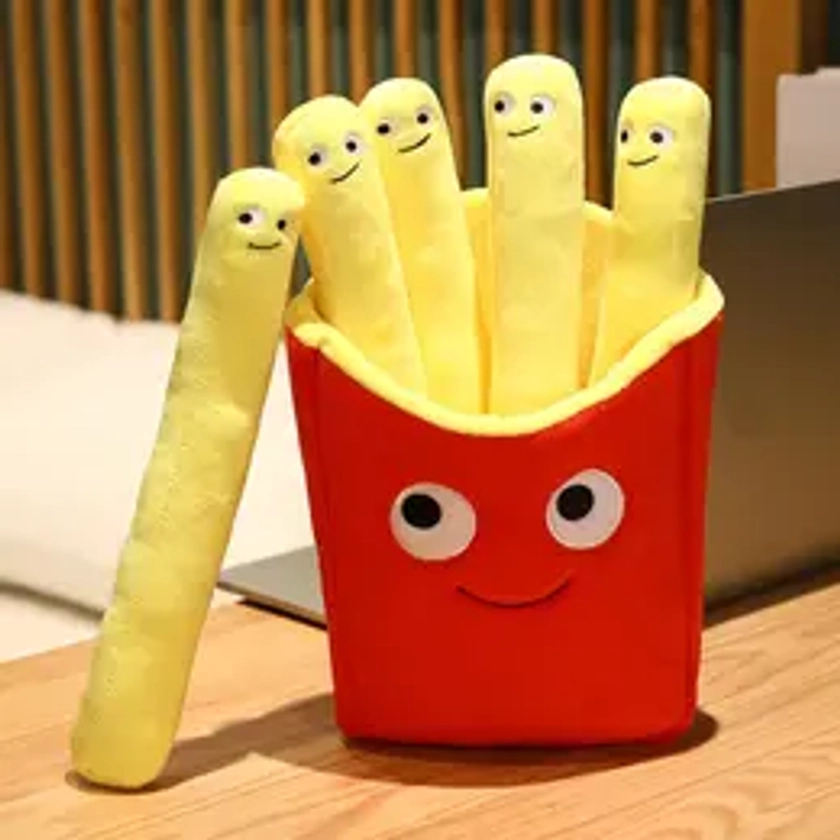 French Fries Stuffed Plush Toys, Cozy Corner Decorative Plush Toy, 1 Count Detachable French Fries Anxiety Toy Room Decor, Interactive Emotional Toy, Stuffed Toys for Kids, Summer Gifts for Adults