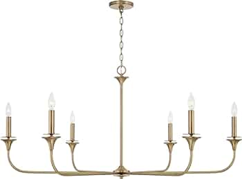 HomePlace Lighting 448961AD Presley Transitional Minimalistic Round Chandelier, 6-Light 360 Total Watts, 23" H x 49" W, Brass