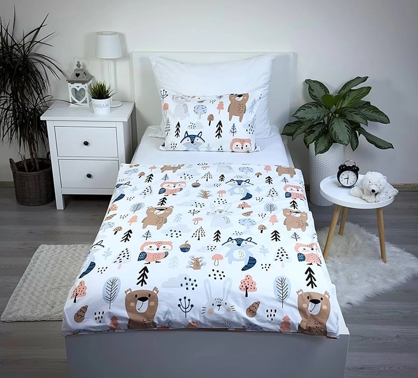 Theonoi Parure de lit complète pour Enfant et bébé - Housse de Couette 100 x 135 cm et taie d'oreiller 40 x 60 cm - en Coton Öko-Tex Standard