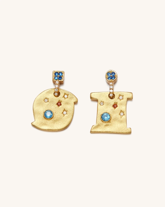 Boucles D&#39;oreilles Cosmos - Plaqué Or 18ct &amp; Zircon Multicolore