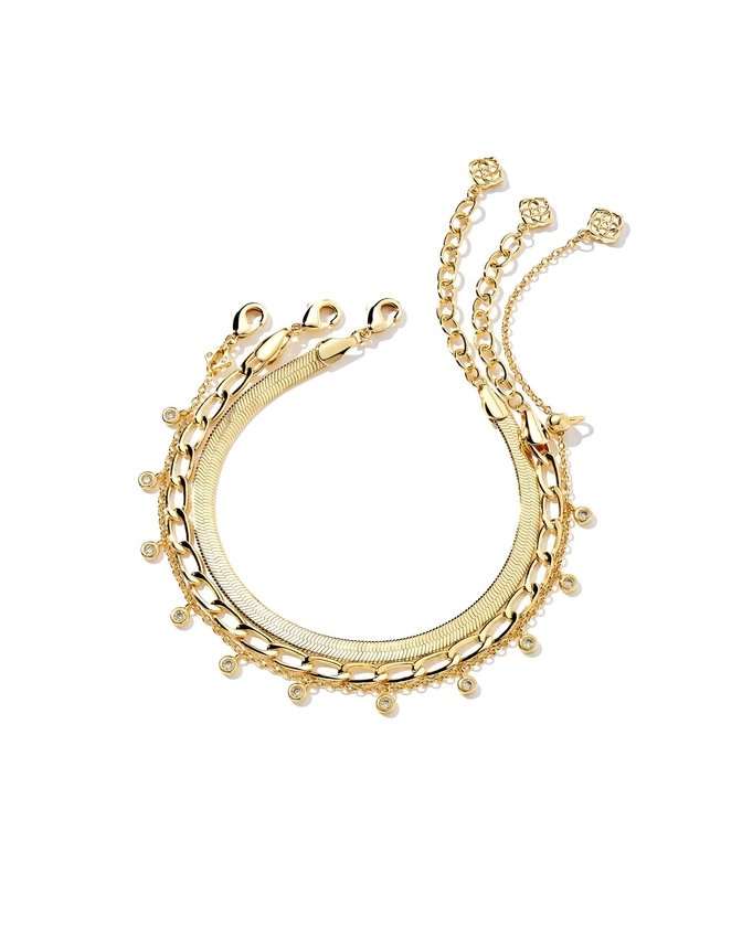 Kassie Set of 3 Chain Bracelets in Gold